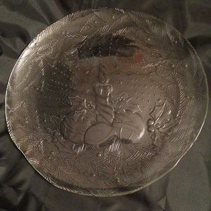 Christmas Candle Holly Gifts Serving Glass Platter